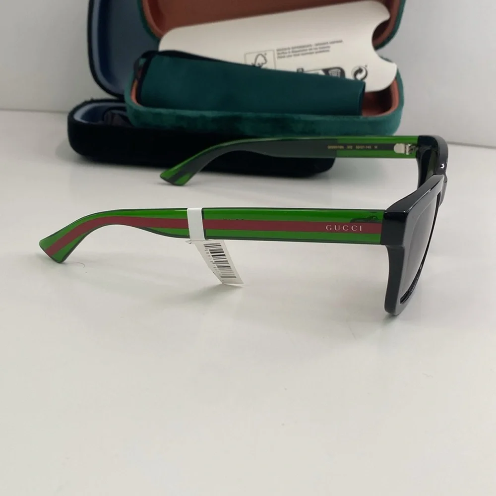 💯 - New Authentic Gucci Green Square Men`s Sunglasses GG0001SN 002 52 GG0001…